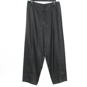 NWT Zara Pants Wide Leg Coated High Rise 90s Minimalist Oversize Black Large